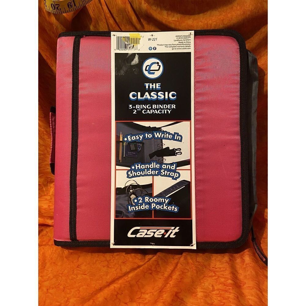 Case-It Mighty Zip Tab 3-Ring 2 -‎ Inch Zipper Binder Expanding File Pink/Black
